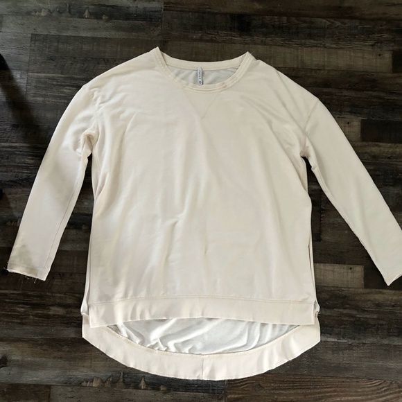 Z Supply High-Slit High-Low Long Sleeve Top XS Cream - Picture 1 of 9